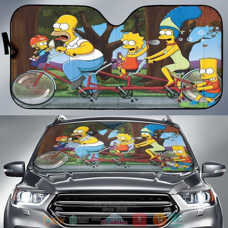 BEST The Simpson Family biking 3D Car Sunshades 6