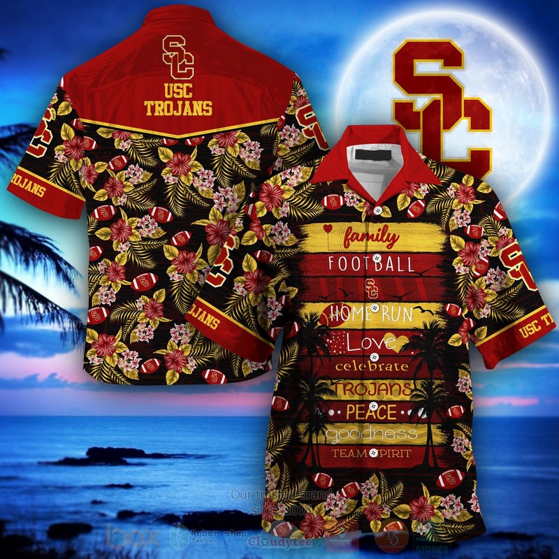 HOT USC Trojans Family Football Home Run Love Peace 3D Tropical Shirt 6
