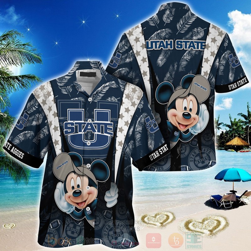 HOT Utah State Aggies Mickey Mouse 3D Tropical Shirt 2