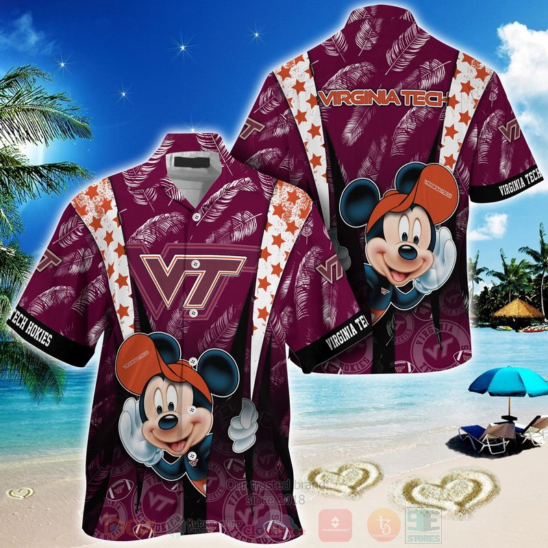 HOT Virginia Tech Hokies Mickey Mouse 3D Tropical Shirt 2
