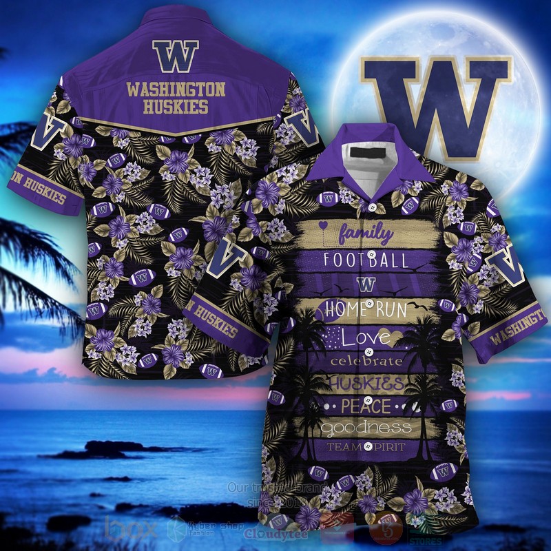 HOT Washington Huskies Family Football Home Run Love Peace 3D Tropical Shirt 1