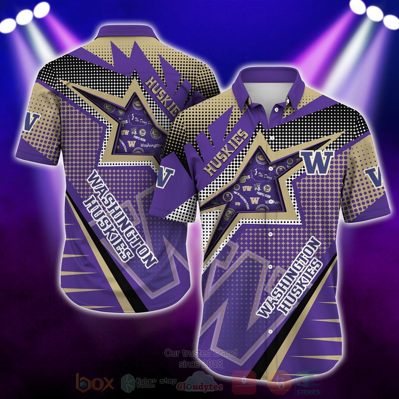 HOT Washington Huskies NCAA, Purple 3D Tropical Shirt 1