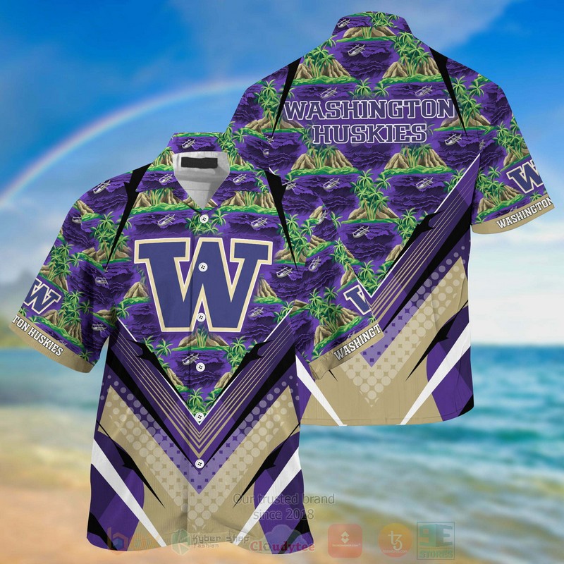 HOT Washington Huskies Purple 3D Tropical Shirt 2