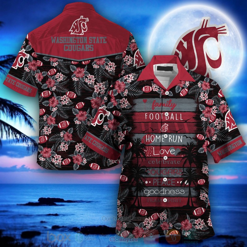 HOT Washington State Cougars Family Football Home Run Love Peace 3D Tropical Shirt 3