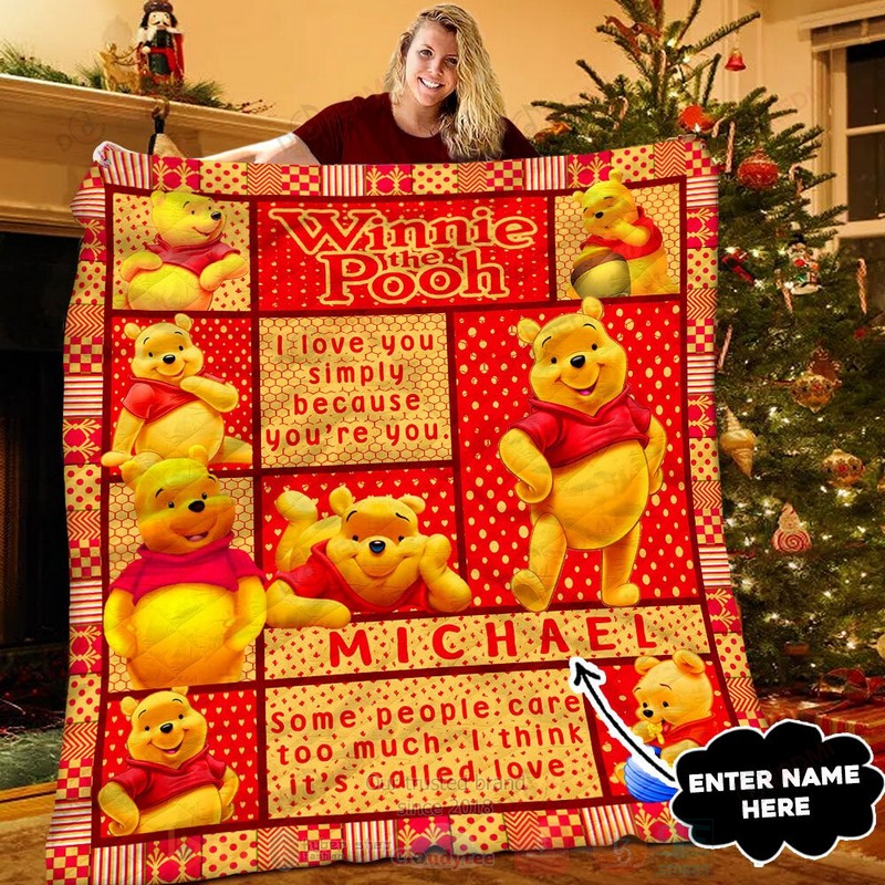 HOT Winnie-the-Pooh I Love You Simply Because You;re You Custom Name Luxury Quilt 6