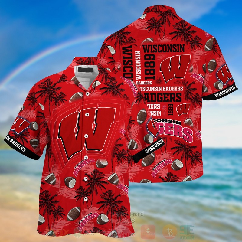 HOT Wisconsin Badgers Team, Red 3D Tropical Shirt 2
