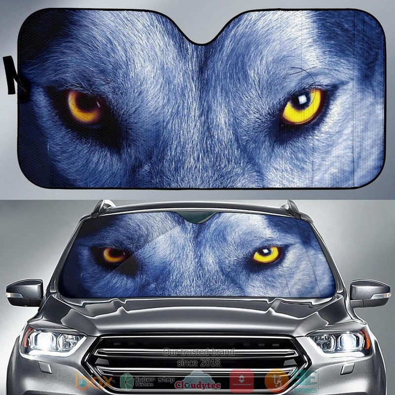 BEST Wolf Eyes blue 3D Car Sunshades 7