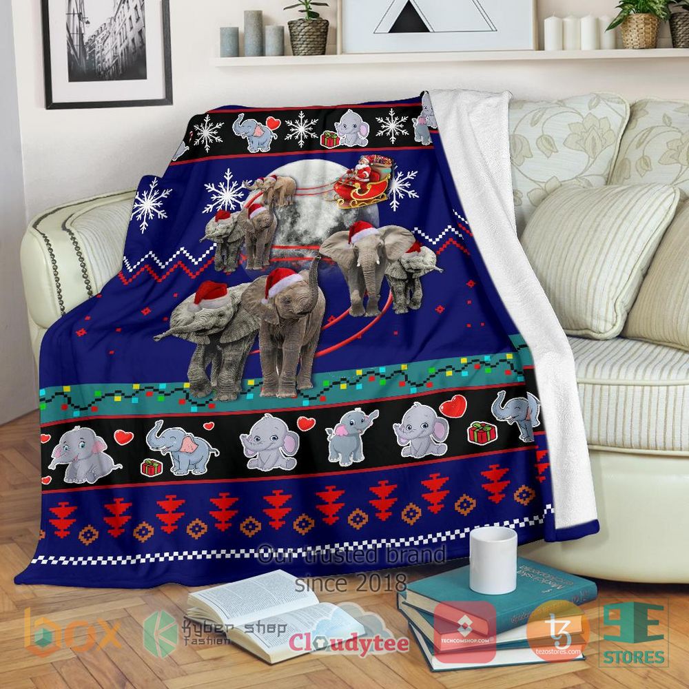 HOT Blue Elephant Christmas Blanket 17
