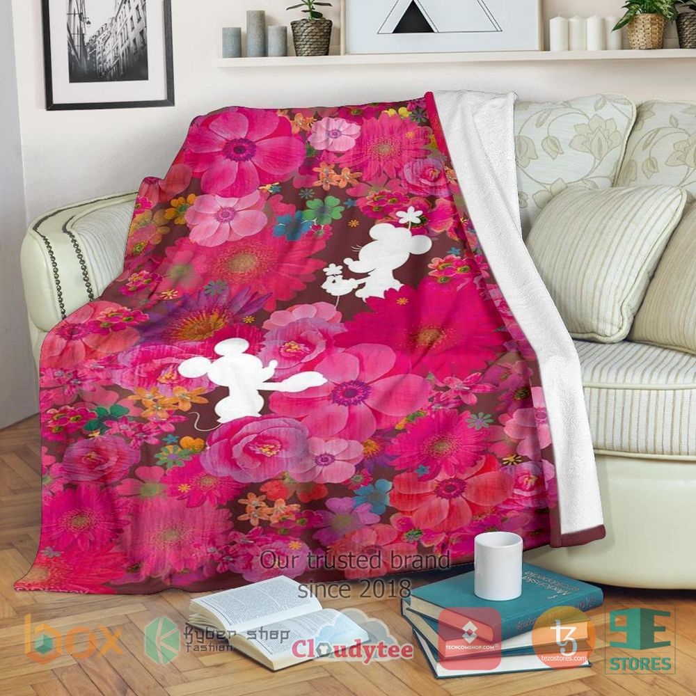 HOT Floral Mickey And Minnie Blanket 8