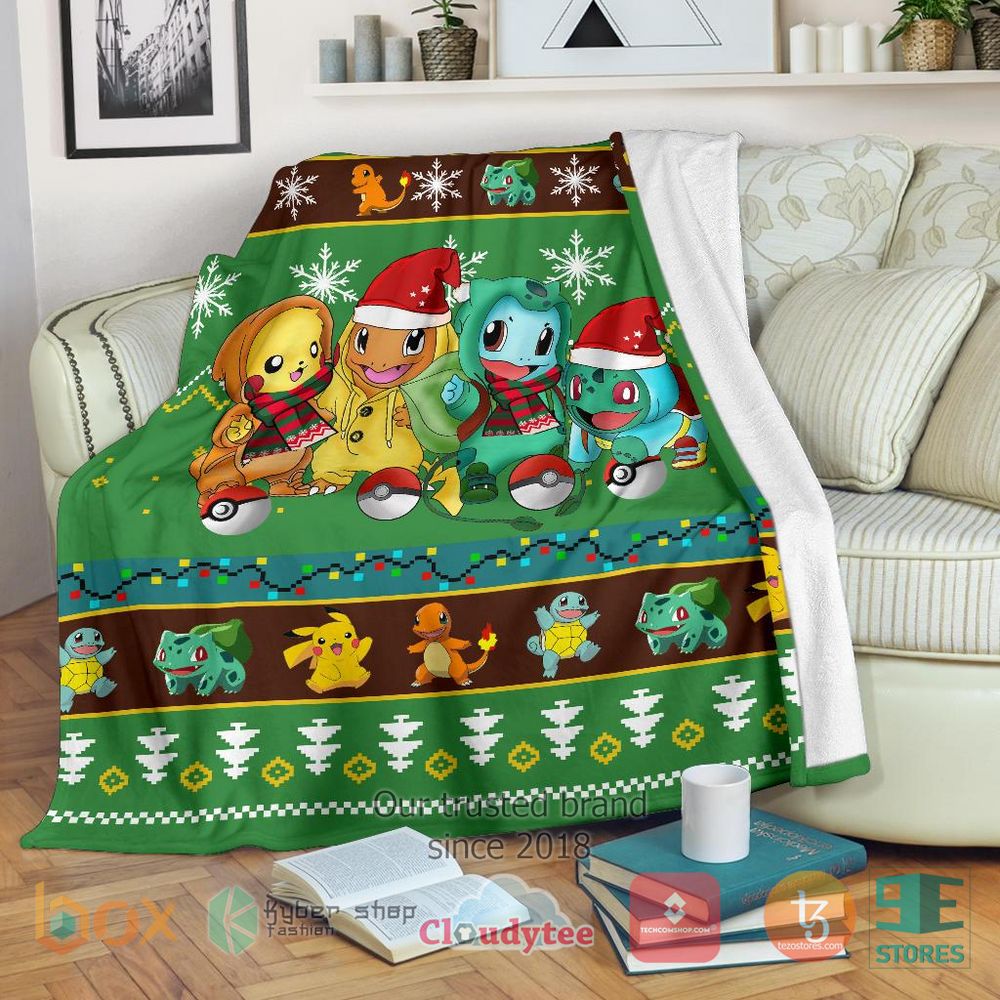 HOT Green Gearzime Pokemon Pikachu Christmas Blanket 8