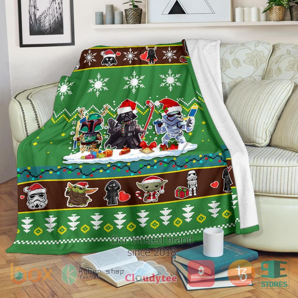 HOT Green Star Wars Chibi Christmas Blanket 17