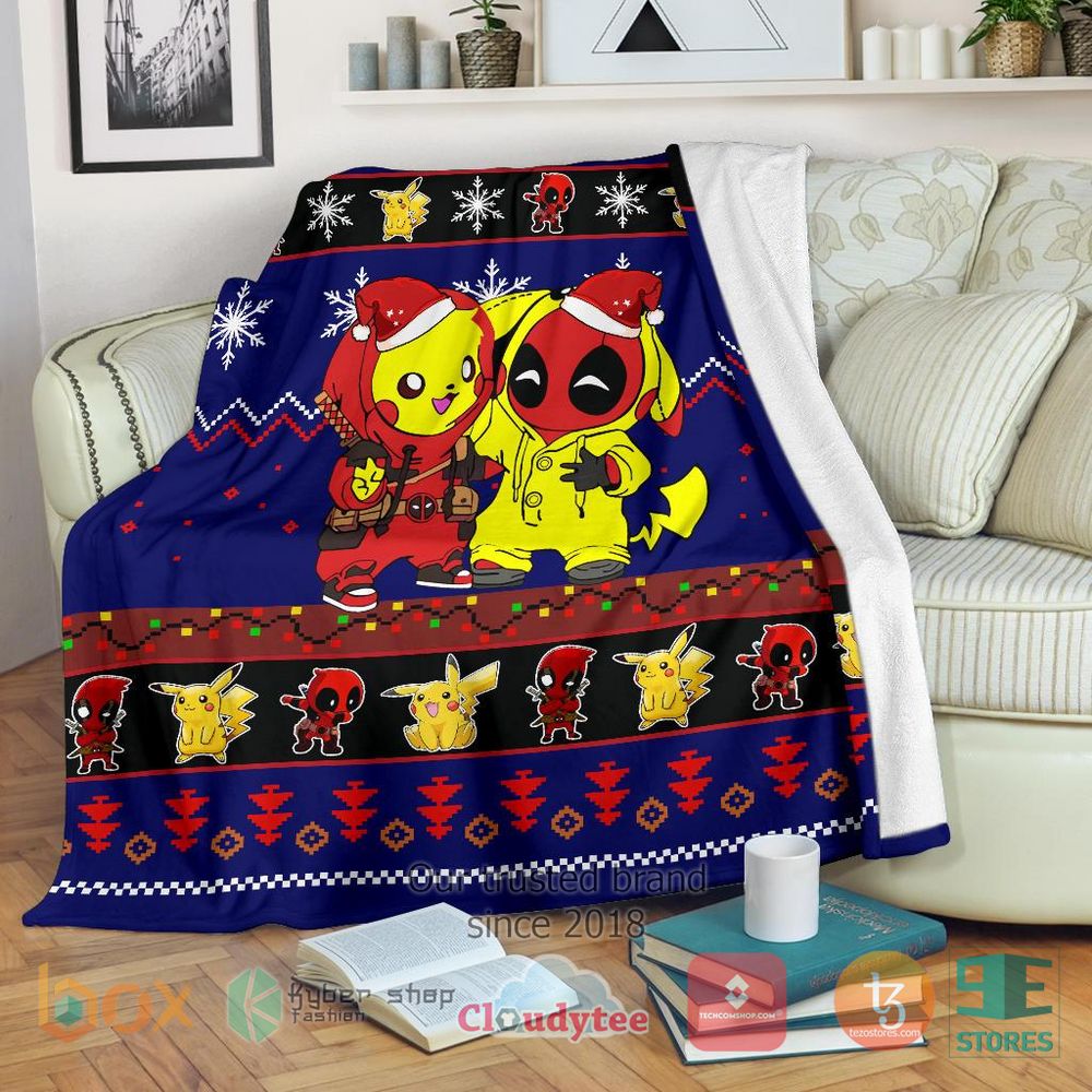 HOT Pikachu Deadpool Christmas Blanket 16