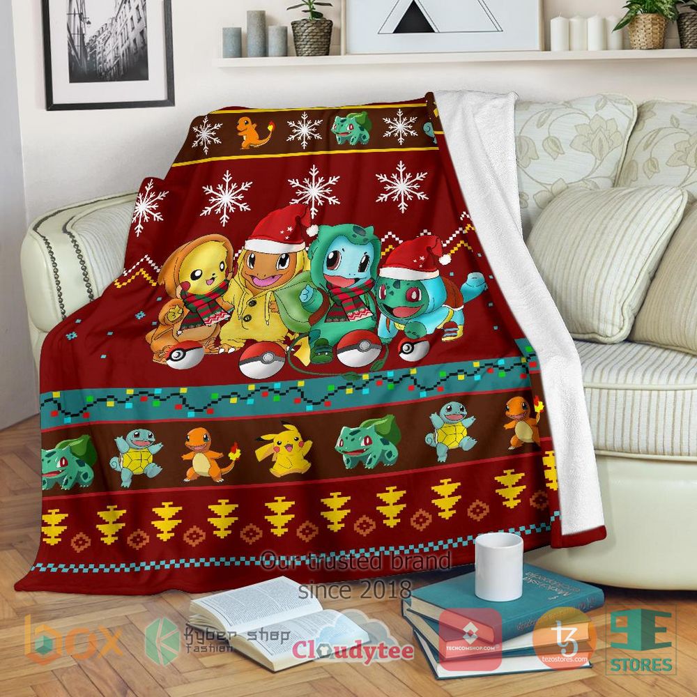 HOT Red Gearzime Pokemon Pikachu Christmas Blanket 16