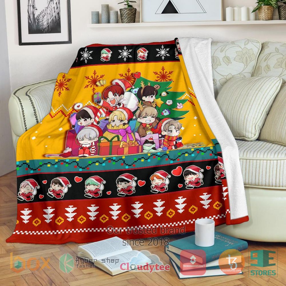 HOT Red Yellow Bts Christmas Blanket 17