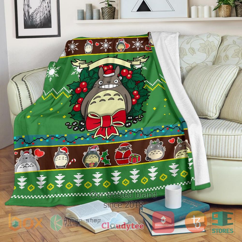 HOT Totoro Green Christmas Christmas Blanket 16
