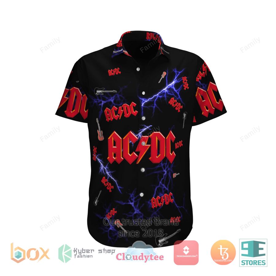 BEST AC DC Lightning Black Hawaii Shirt 1