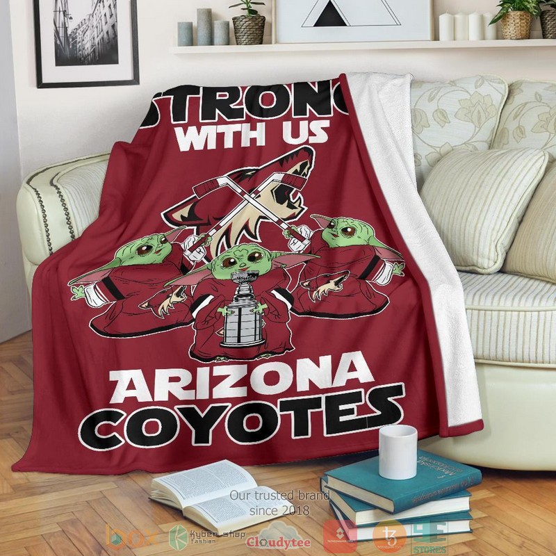 HOT Arizona Coyotes Baby Yoda The Force Is Strong Blanket 16