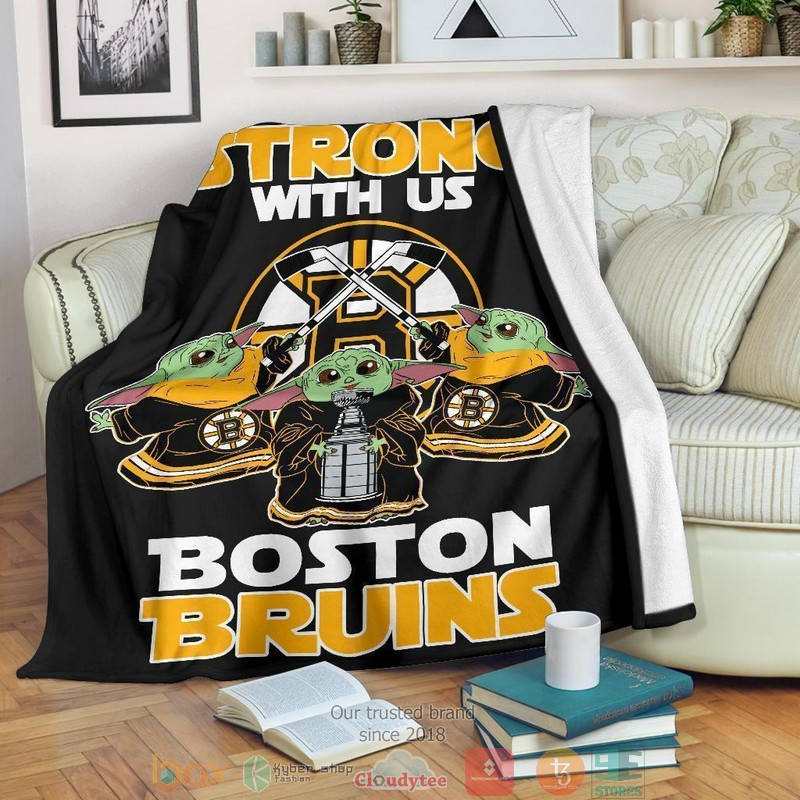 HOT Boston Bruins Baby Yoda The Force Is Strong Blanket 16