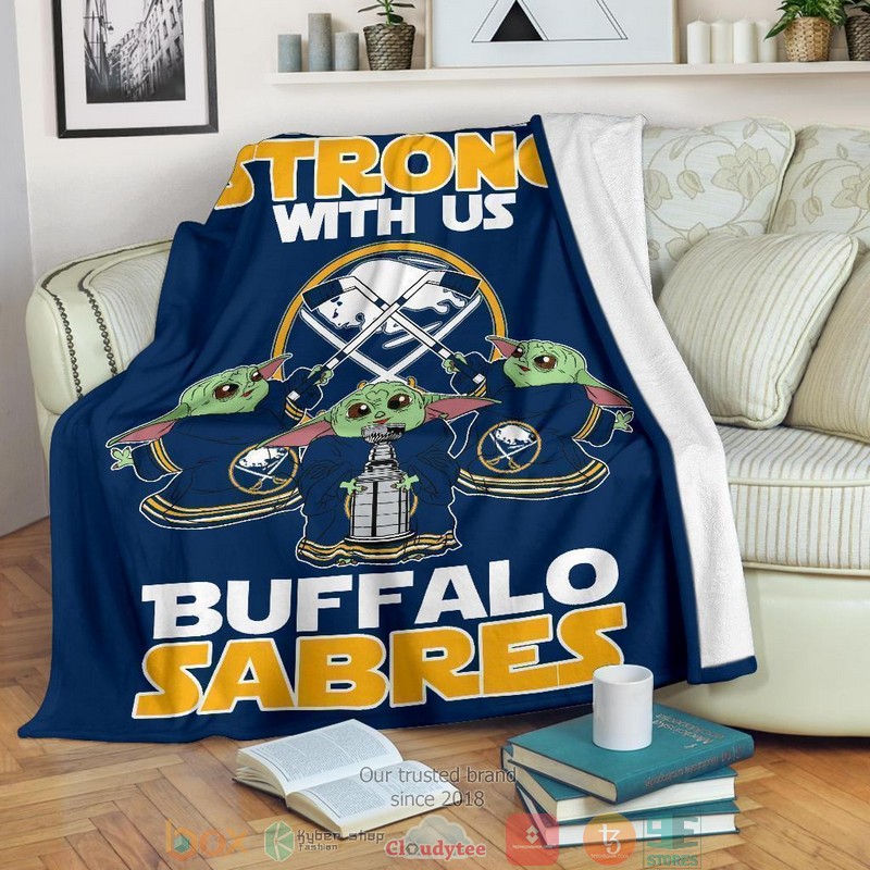HOT Buffalo Sabres Baby Yoda The Force Is Strong Blanket 16