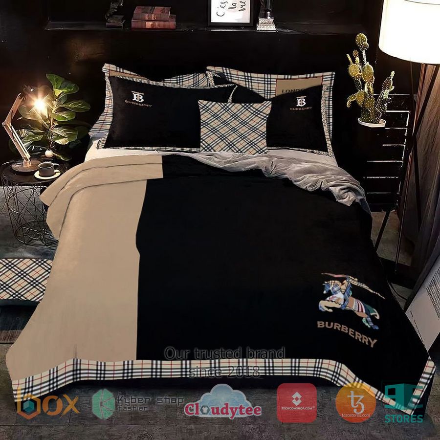BEST Burberry Black Yellow Cover Bedding Set 3
