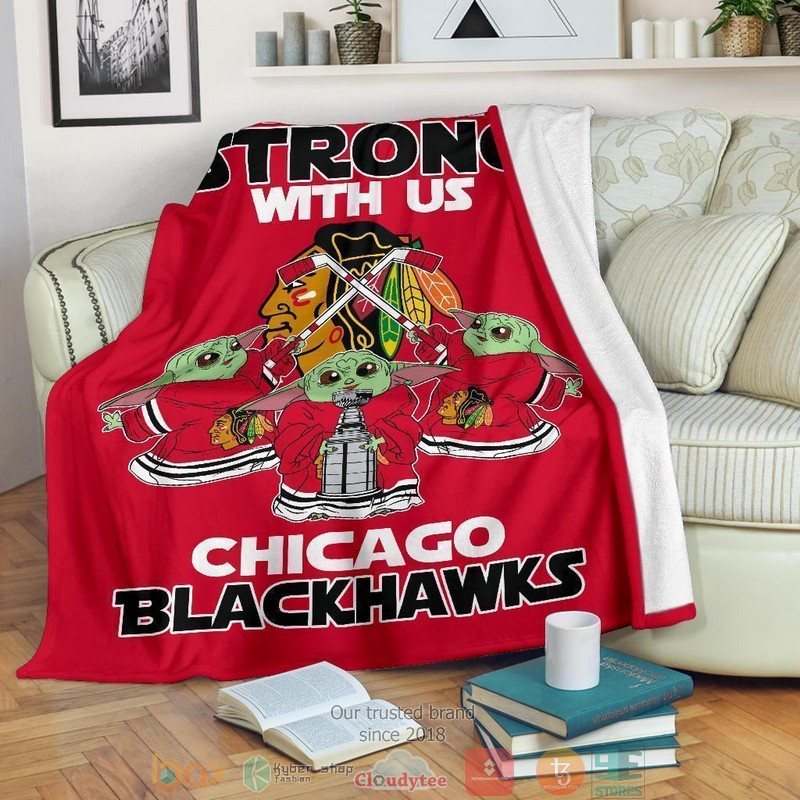 HOT Chicago Blackhawks Baby Yoda The Force Is Strong Blanket 16