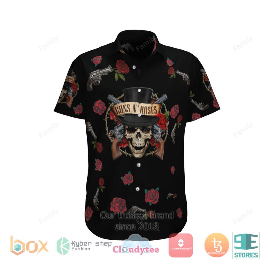 BEST Guns N' Roses Skull black Hawaii Shirt 6