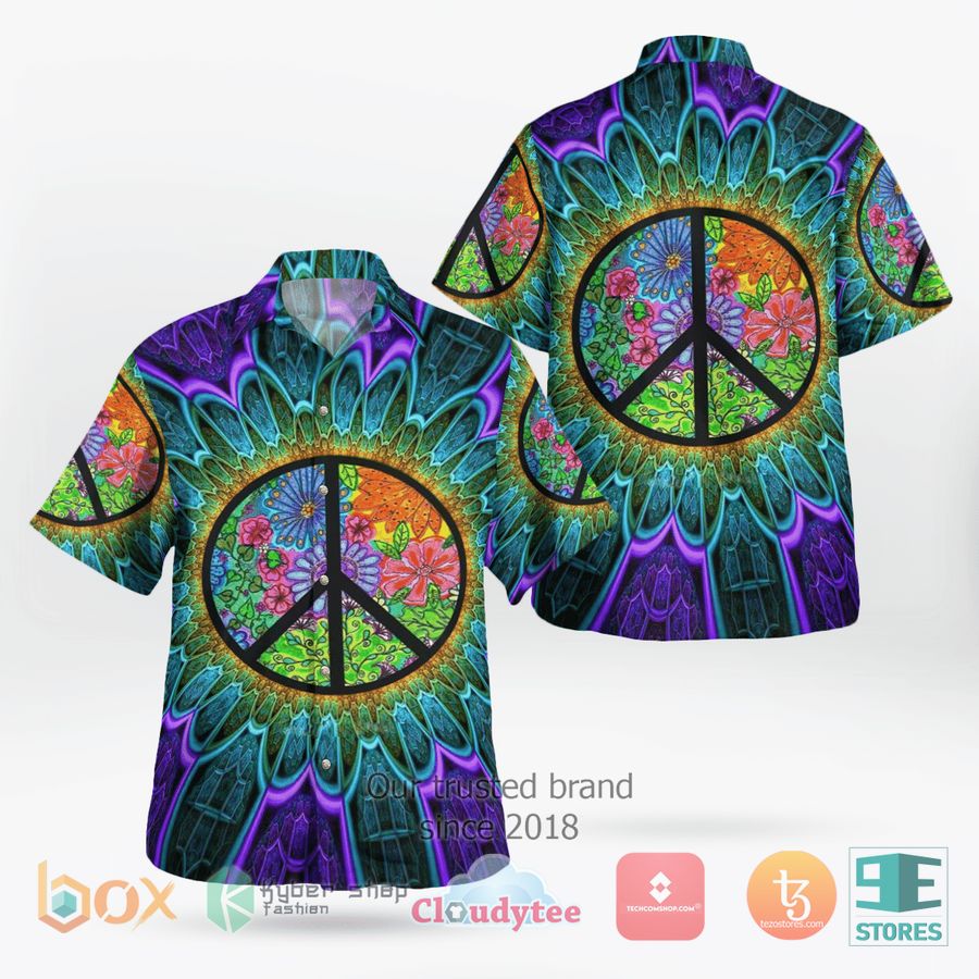 HOT Hippie Art Big Peace symbols Hawaiian Shirt 8