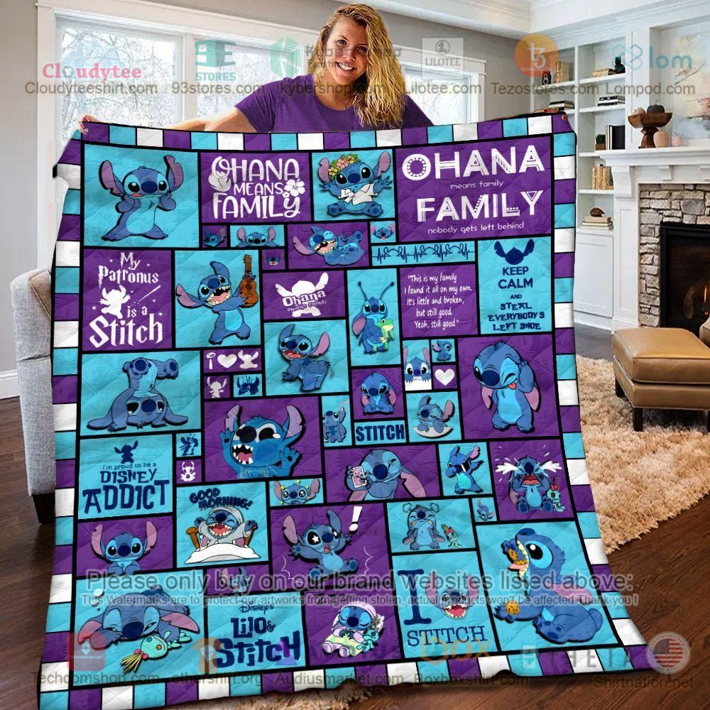 NEW I love Stitch Ohana means family Quilt 5