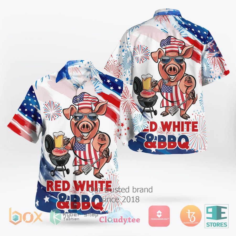 BEST Independence Pig Red White and BBQ Hawaii Shirt 9