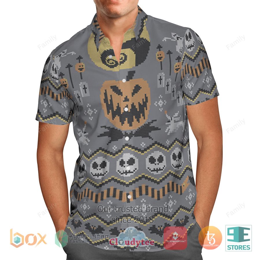 BEST Jack Skellington Pumpkin grey Hawaii Shirt 4