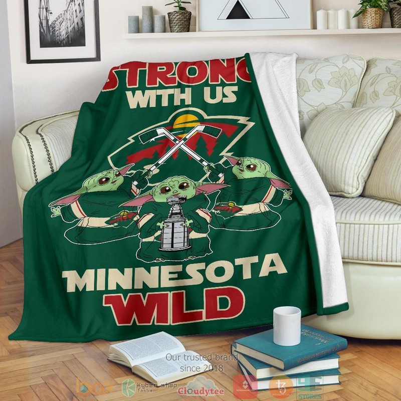 HOT Minnesota Wild Baby Yoda The Force Is Strong Blanket 17