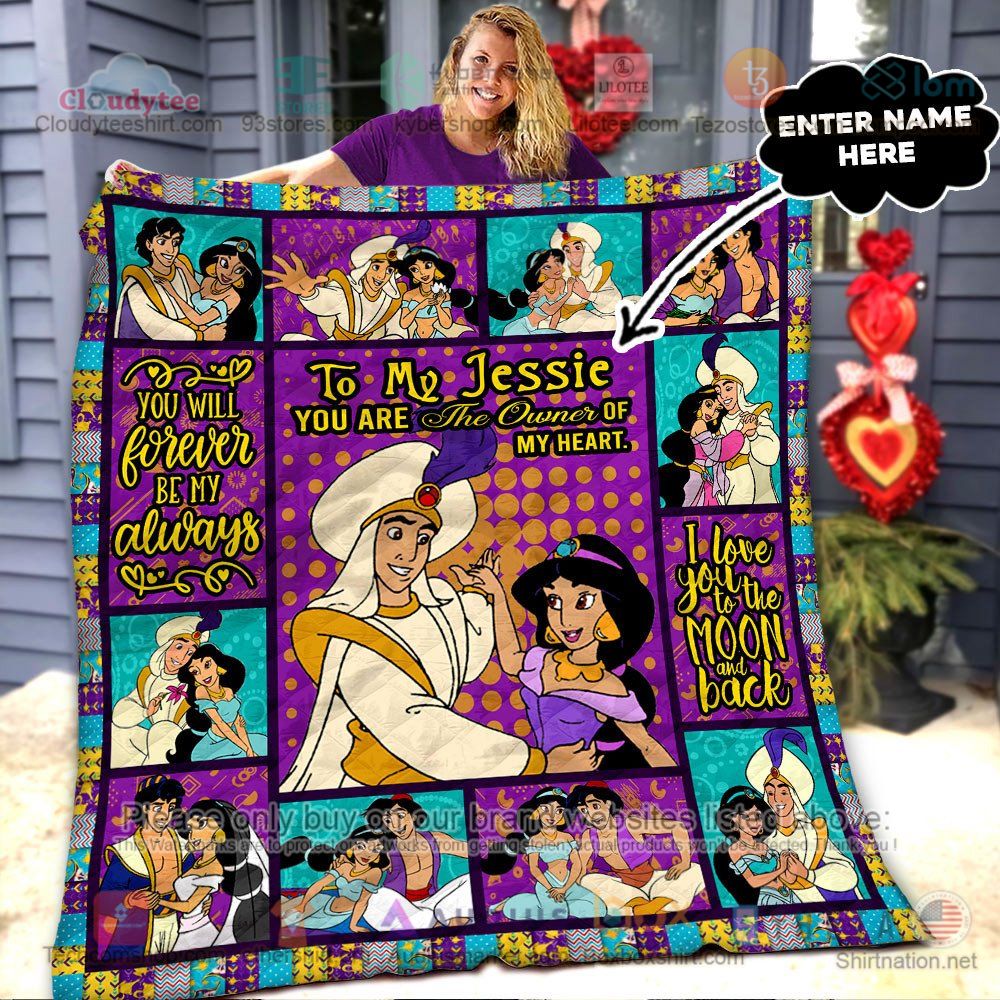 NEW Aladdin and the Magic Lamp You will forever be mine Custom Name Quilt 6