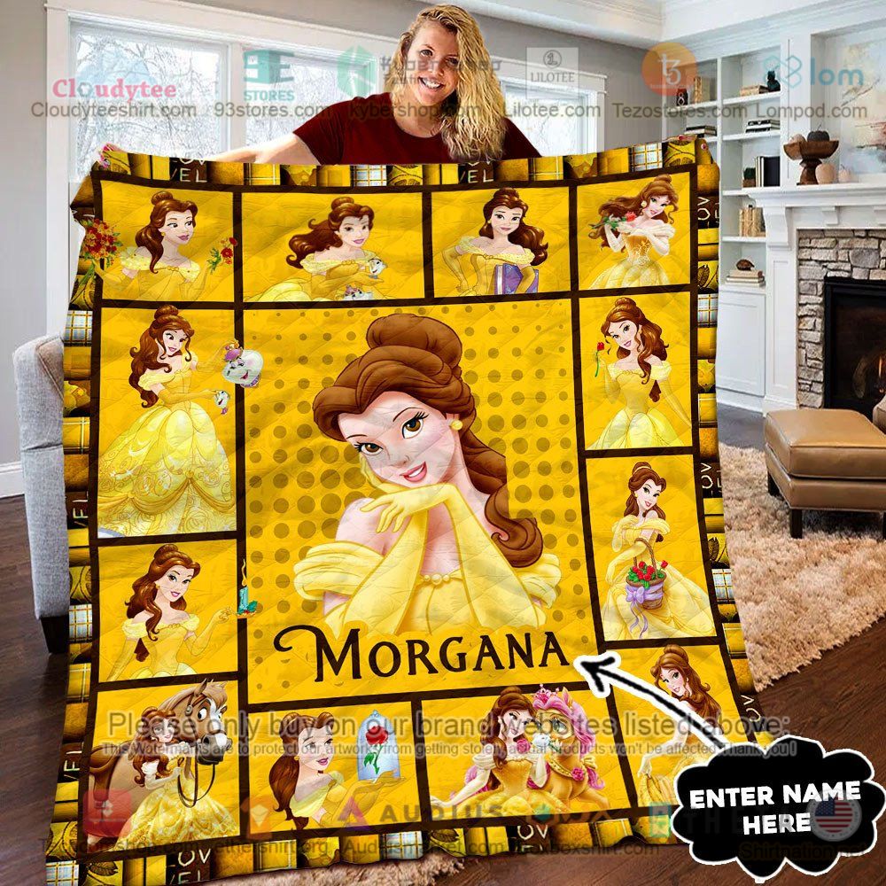 NEW Beauty and the Beast Belle moments yellow Custom Name Quilt 7