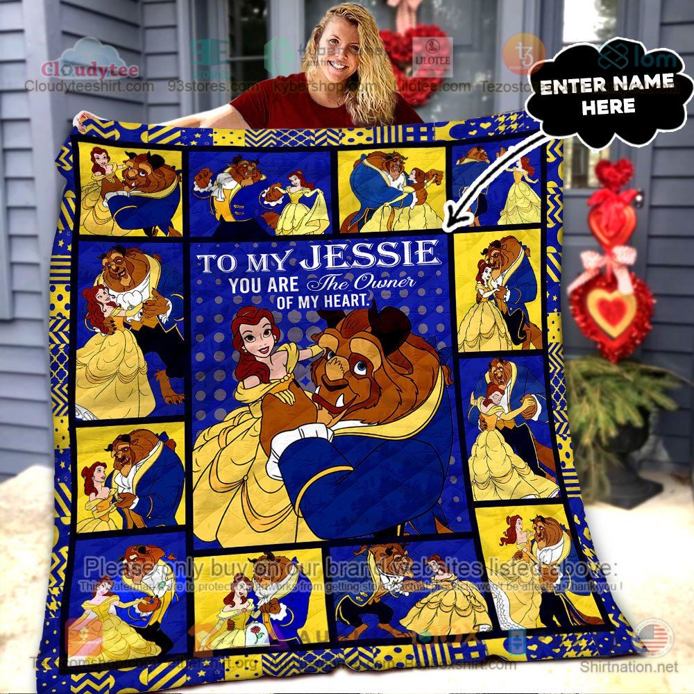 NEW Beauty and the Beast you're the owner of my heart Custom Name Quilt 6