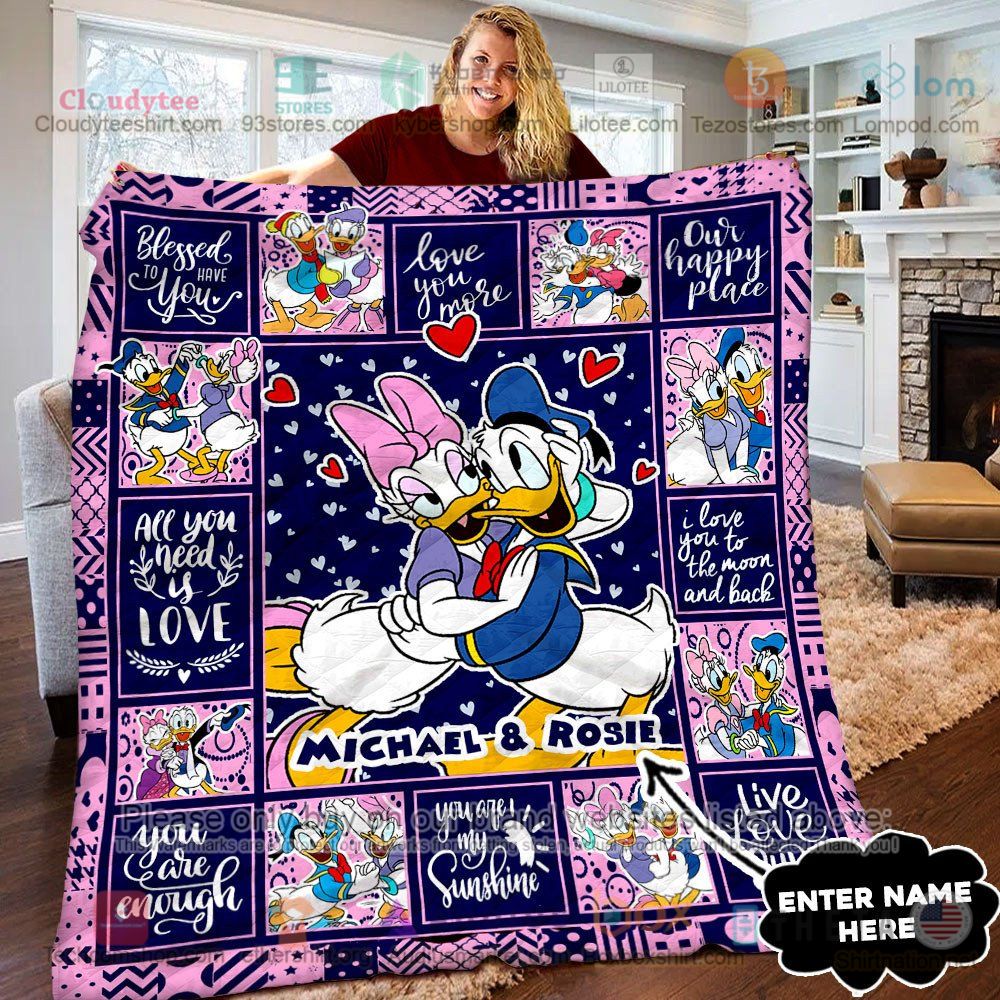 NEW Donald Duck and Daisy Duck all you need is love Custom Name Quilt 7