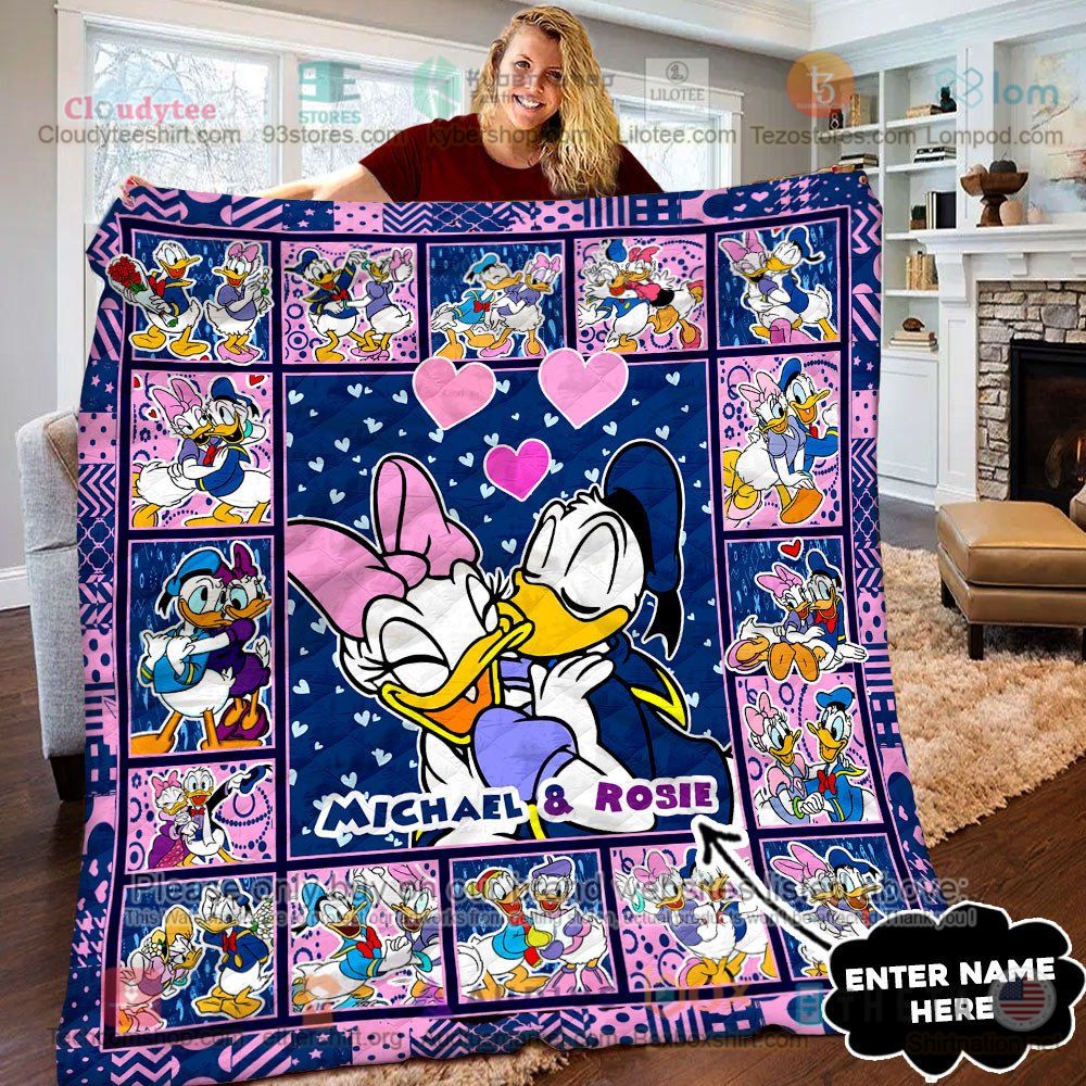 NEW Donald Duck and Daisy Duck happy moments Custom Name Quilt 6