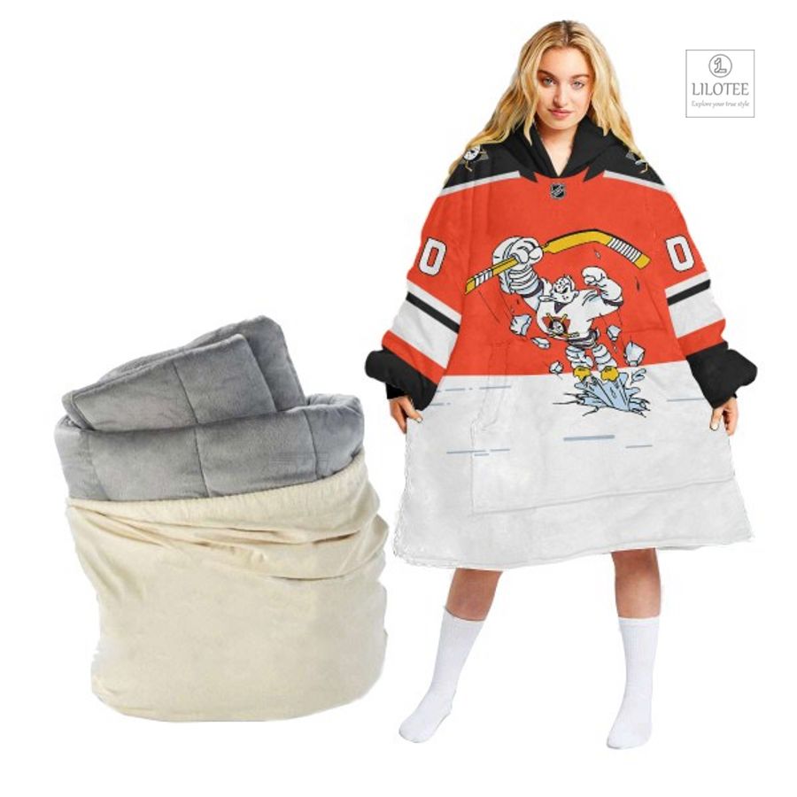 BEST Anaheim Ducks Red Custom Sherpa Hoodie Blanket