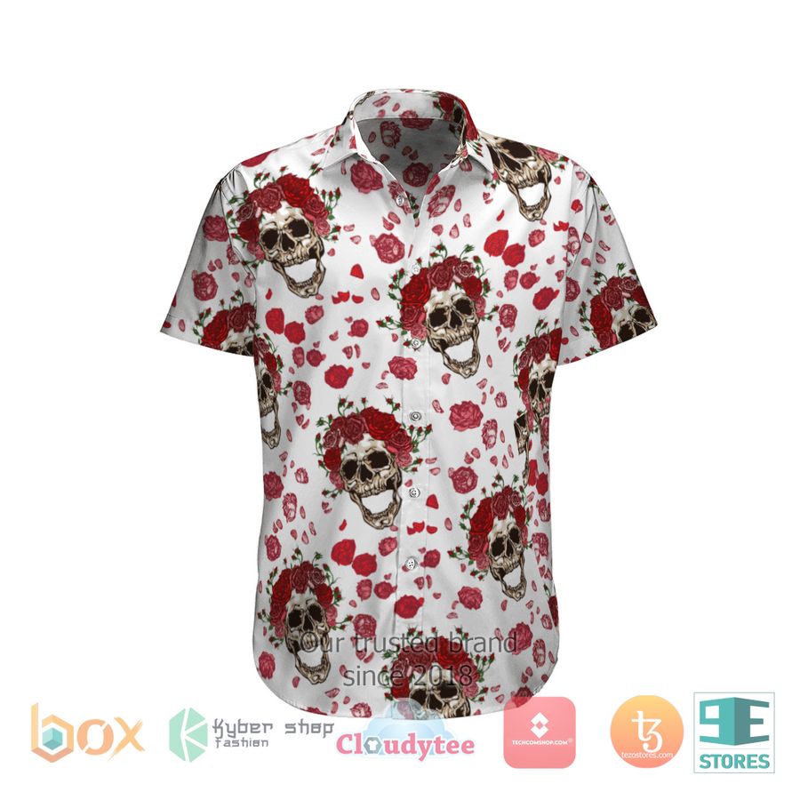 BEST Skull and Red Roses Hawaii Shirt 6