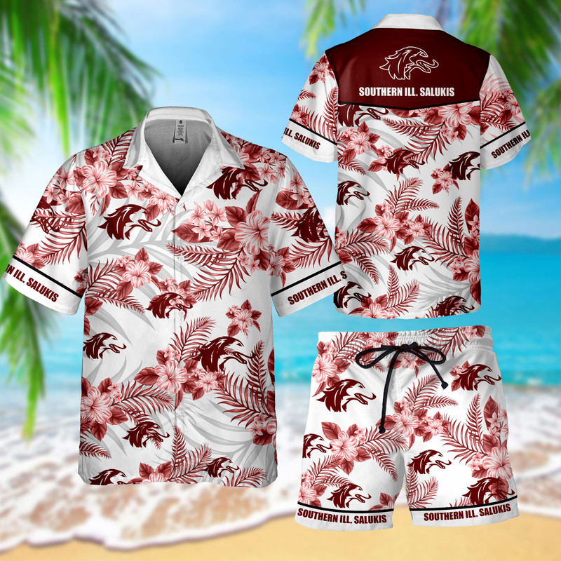 HOT Southern Ill Salukis Hawaiian Shirt and Short 2