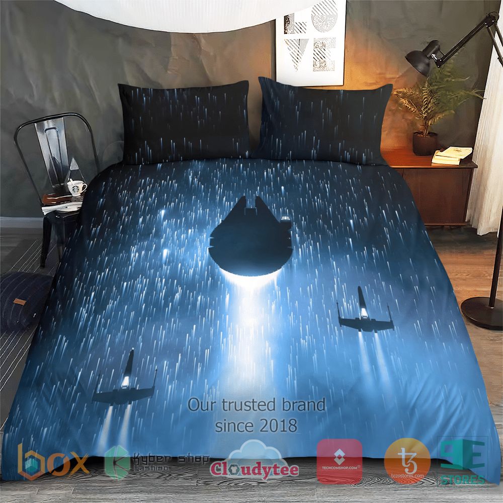 HOT Star Wars Spaceship In Blue Galaxy Cover Bedding Set 6