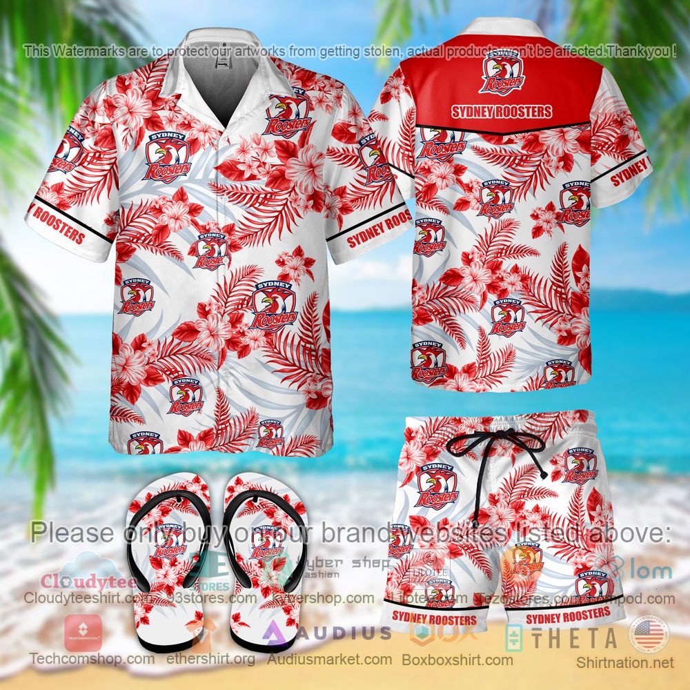 BEST ‘Sydney Roosters Hawaiian Shirt, Short 3