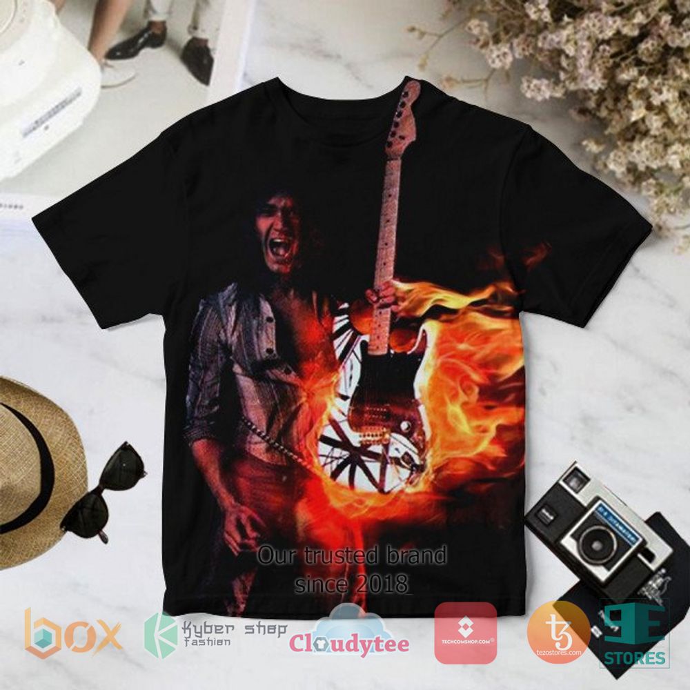 HOT Van Halen Eddie guitar fire 3D T-Shirt 2