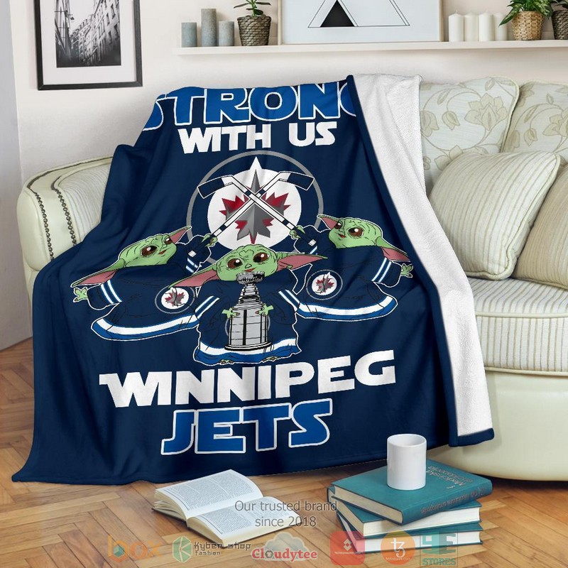 HOT Winnipeg Jets Baby Yoda The Force Is Strong Blanket 16