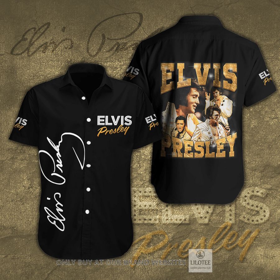 Elvis Presley Gold Black Hawaiian Shirt 3