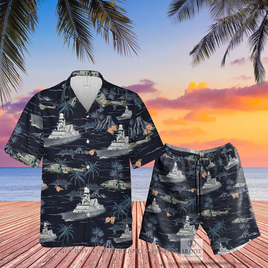 Italian Navy Andrea Doria And NH90 Hawaiian Shirt, Beach Shorts 12