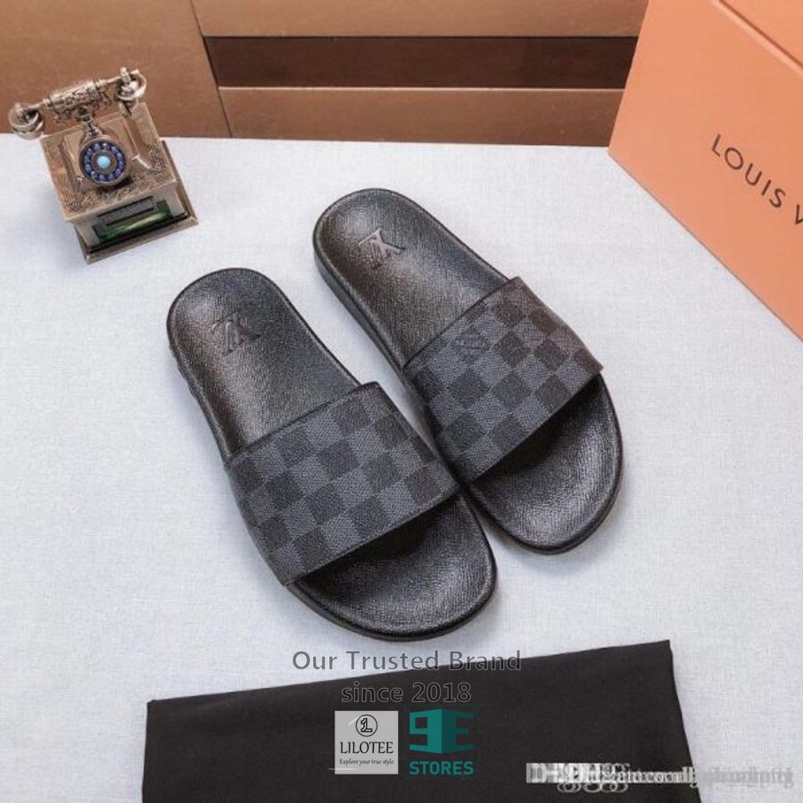 LV Louis Vuitton Caro Pattern navy Slide Sandal 3