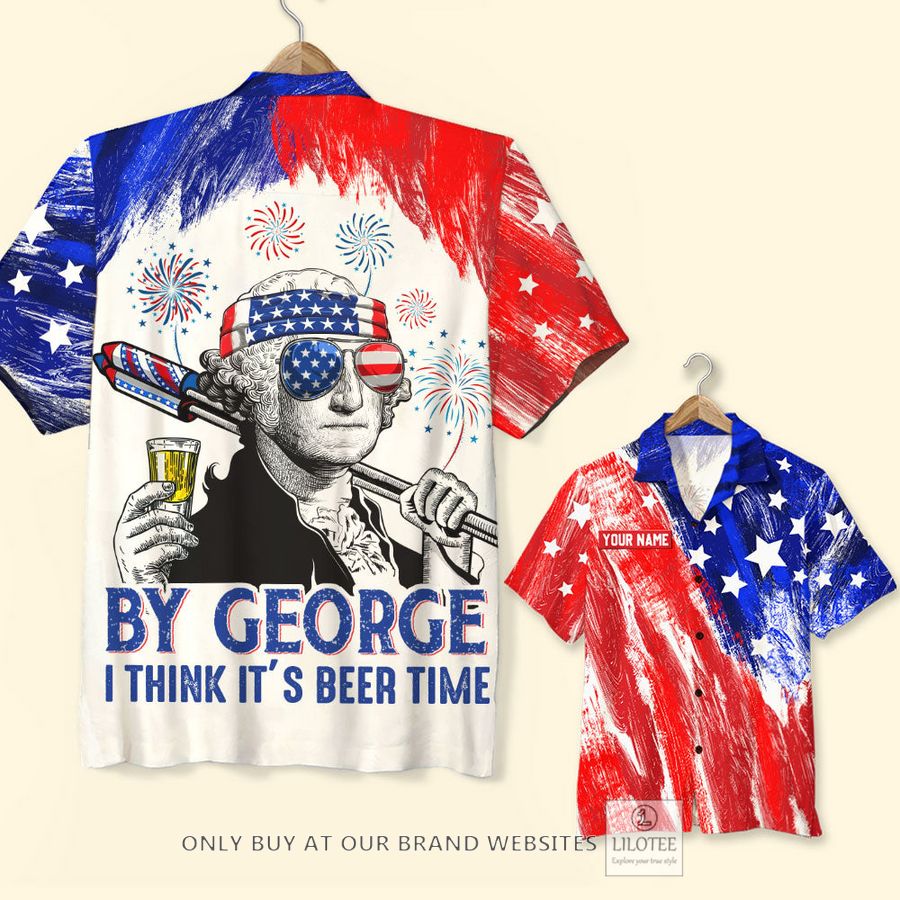Personalized By George I Think It's Beer Time 4th Of July Hawaiian Shirt 6
