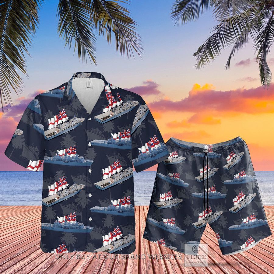 Royal Navy HMS Albion Class Hawaiian Shirt, Beach Shorts 29