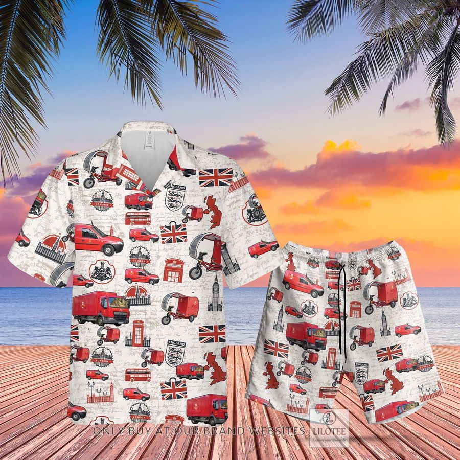 UK Royal Mail Delivery Vehicles Light Hawaiian Shirt, Beach Shorts 8