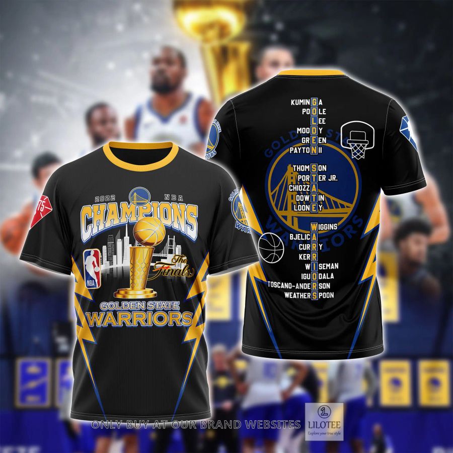 Golden State Warriors Champions Black 3D T-Shirt 2
